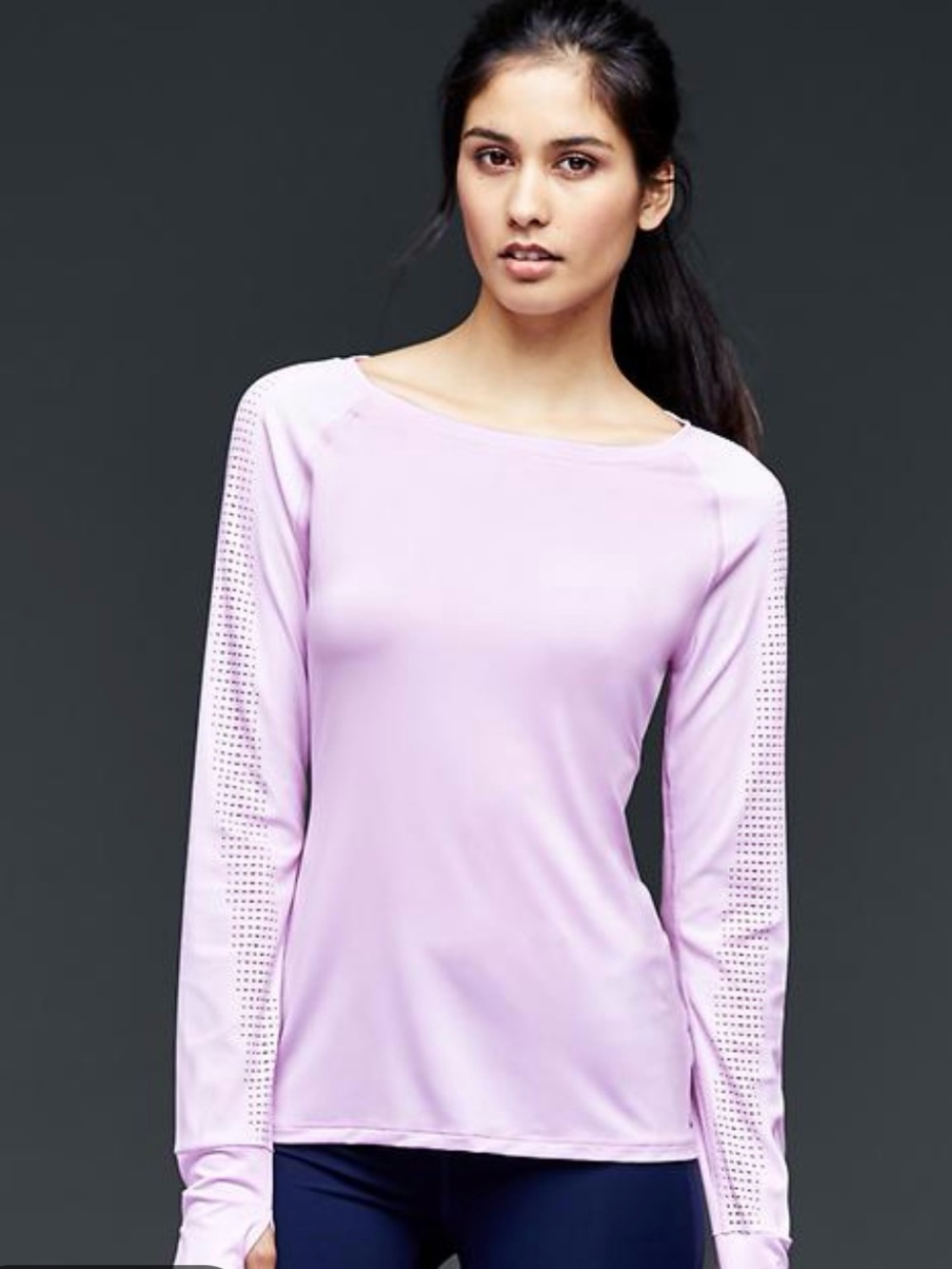 GAP Lavender Long-Sleeve Active Top with Perforated Sleeves